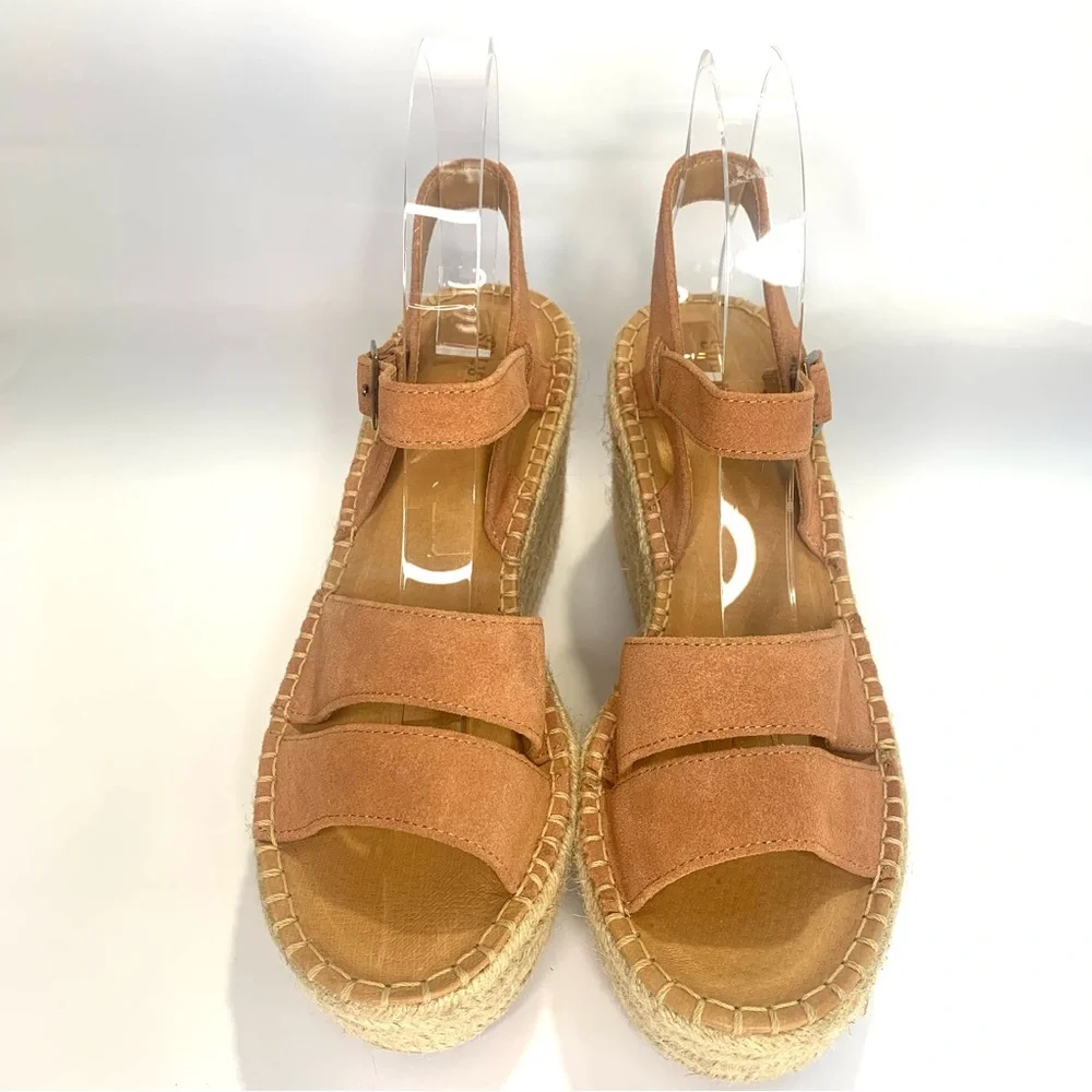 SOLUDOS COMO PLATFORM WEDGE ESPADRILLE SANDALS IN SAHARA PINK. NEW Sz9